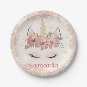 Assiettes En Carton Unicorn, Unicorn Face, personalized