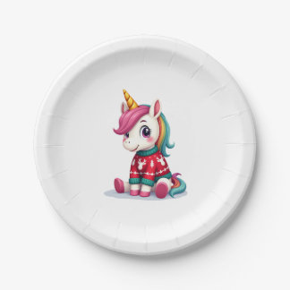 Assiettes En Carton Unicorn with Christmas Sweater Unicorn Girls Chris