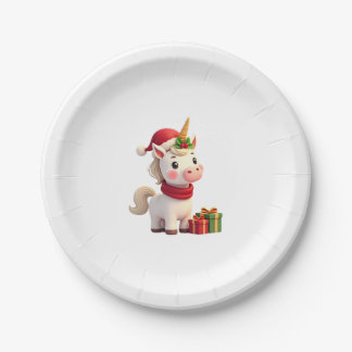 Assiettes En Carton Unicorn Xmas Decoration Santa Unicorn Christmas T-