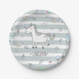 Assiettes En Carton Unicorne