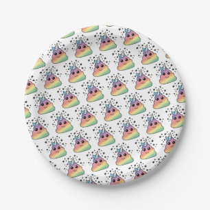 Assiettes En Carton Unicorne Rainbow Poop Emoji