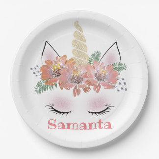 Assiettes En Carton Unicorne, Visage Unicorne, personnalisée, girly, f