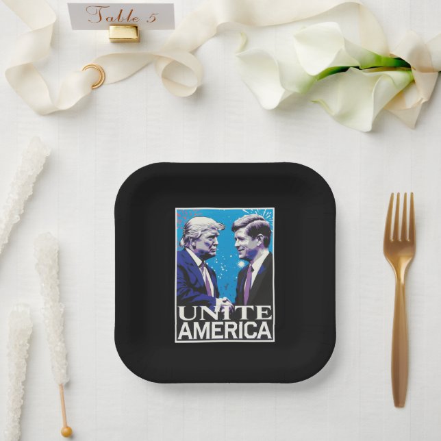 Assiettes En Carton Unir l'Amérique et Trump emblématique (Mariage)