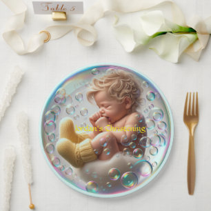 Assiettes En Carton Unisex Blonde Baby Christening