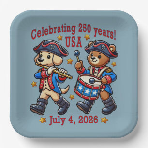 Assiettes En Carton USA 250th Anniversary Souvenir - Patriotique