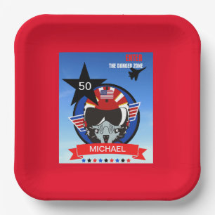 Assiettes En Carton USA Fighter Jet Pilote Plaques papier fête d'anniv