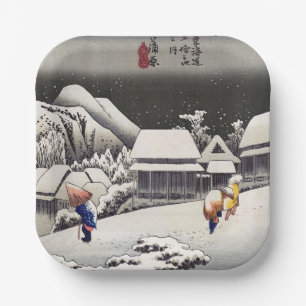 Assiettes En Carton Utagawa Hiroshige - Neige du soir à Kanbara