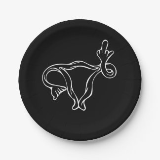 Assiettes En Carton Uterus à doigt moyen Pro-choix