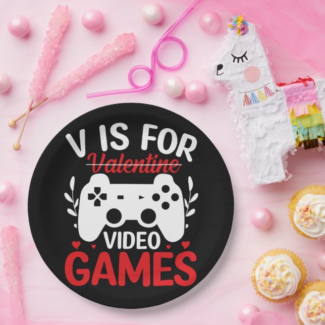 Assiettes En Carton V est pour Jeux Vidéos avec Valentine Crossing Out (Fête)