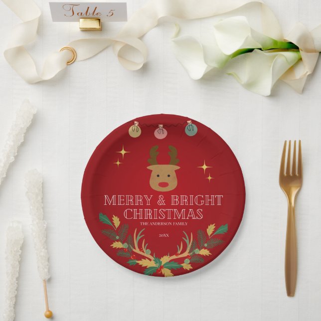 Assiettes En Carton Vacances de Noël élégantes (Mariage)