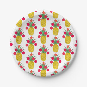 Assiettes En Carton Vacances de Noël tropicale Ananas