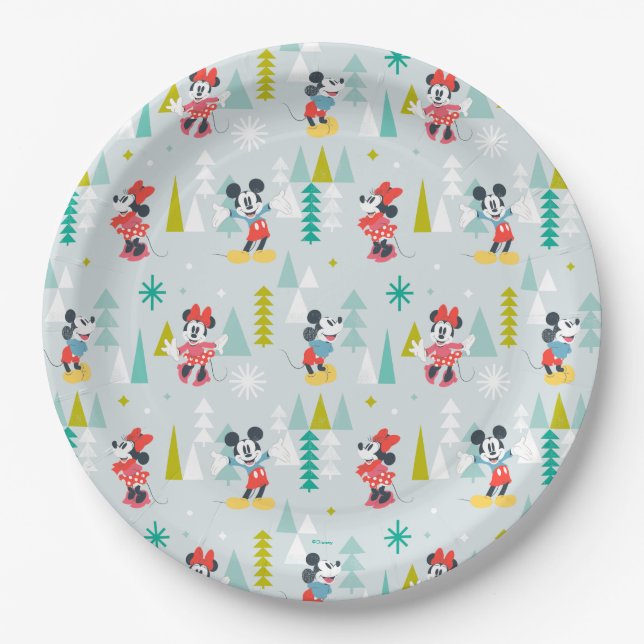 Assiettes En Carton Vacances pour tous | Mickey & Minnie Christmas (Devant)