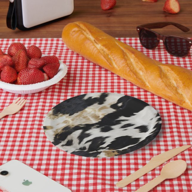 Assiettes En Carton Vache blanche noire (Pique-nique)
