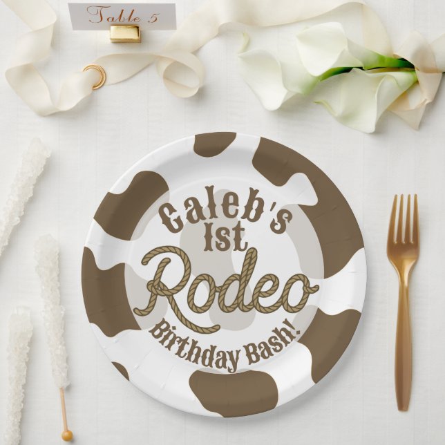 Assiettes En Carton Vache Brown Imprimer Pays Western Rodeo Party (Mariage)
