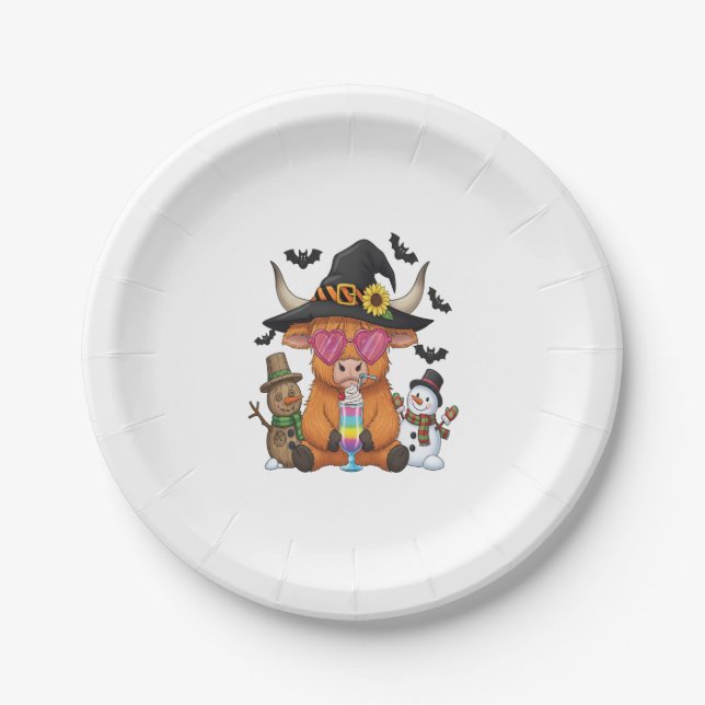 Assiettes En Carton Vache Halloween Highland (2) (Devant)
