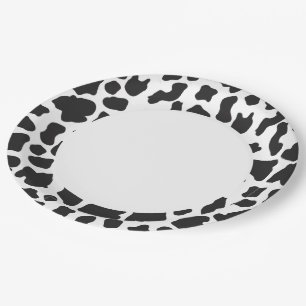 Assiettes En Carton Vache Noire Et Blanche