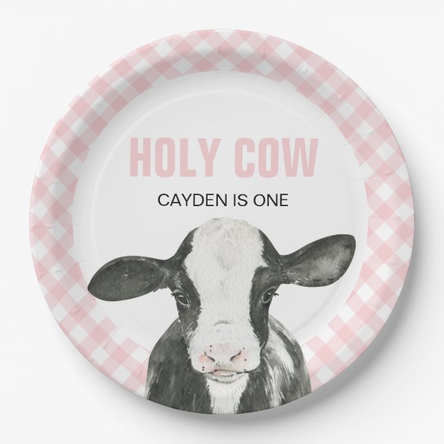 Assiettes En Carton Vache Saint Je suis une plaque de papier d'anniver (Devant)