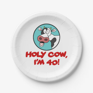 Assiettes En Carton Vache sainte Je suis 40 Drôle Vache caricaturale