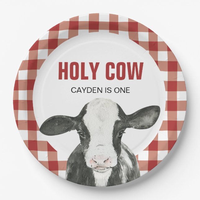 Assiettes En Carton Vache sainte Je suis une plaque de papier d'annive (Devant)