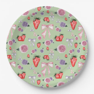 Assiettes En Carton Vaches, Roses et fraises Coquette Motif