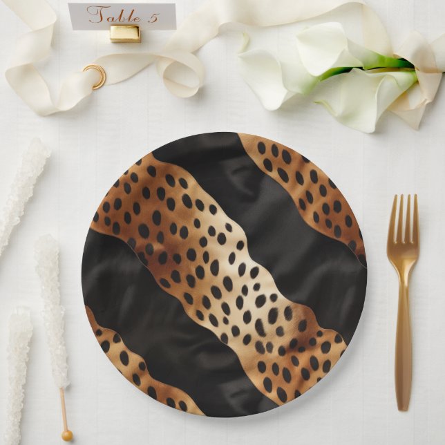 Assiettes En Carton Vachette blanche à crème Brown noire (Mariage)
