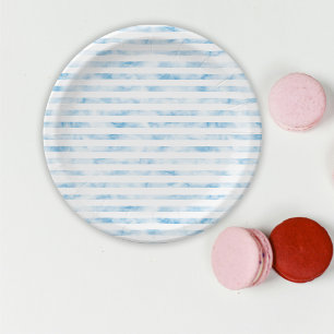 Assiettes En Carton Vague Bleu Nautical 