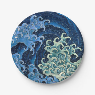 Assiettes En Carton Vague féminine de Hokusai Océan Vintage