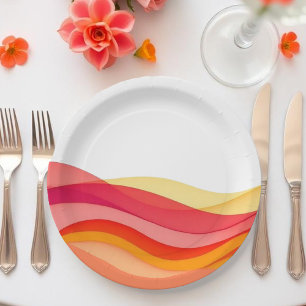 Assiettes En Carton Vagues de couleurs de coucher de soleil Mariage Mo