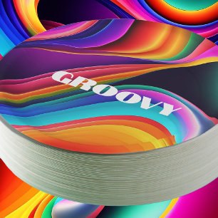 Assiettes En Carton Vagues rétro colorées Super