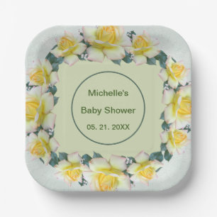 Assiettes En Carton Vaisselle à fleurs vertes jaunes