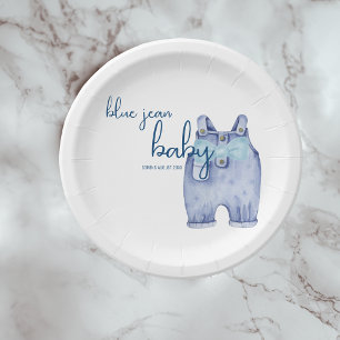 Assiettes En Carton Vaisselle Blue Jean Baby shower Denim Overalls