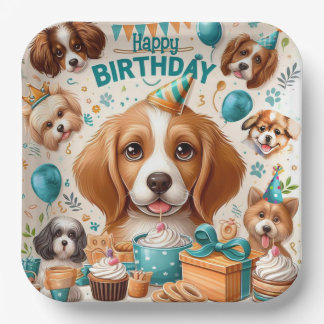 Assiettes En Carton Vaisselle de fête d'anniversaire à thème de chien 