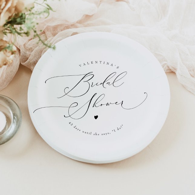 Assiettes En Carton VALENTINA Élégant Mariage Minimaliste Écriture (Créateur téléchargé)