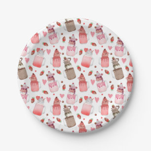Assiettes En Carton Valentine Milkshakes Candy Hearts Amour Motif