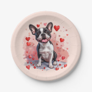 Assiettes En Carton Valentines Day Boston Terrier Dog