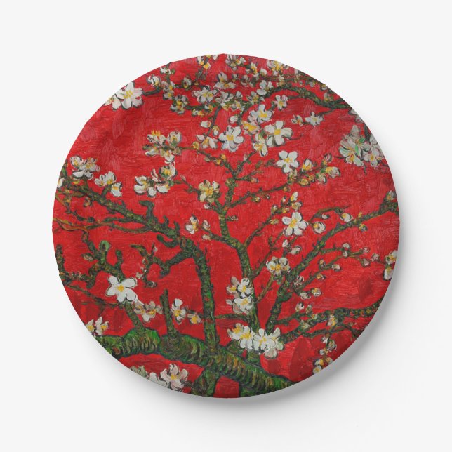 Assiettes En Carton Van Gogh Almond Blossoms Rouge (Devant)