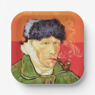 Assiettes En Carton Van Gogh - Autoportrait avec oreille et tuyau en b