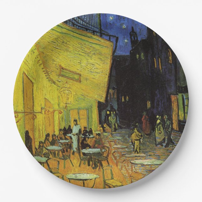 Assiettes En Carton Van Gogh; Café Terrasse en soirée (Devant)
