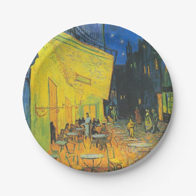 Assiettes En Carton Van Gogh Café Terrasse Rue Française Scène (Devant)