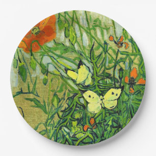 Assiettes En Carton Van Gogh - Papillons et Coquelicots