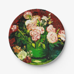Assiettes En Carton Van Gogh Peonies et Roses