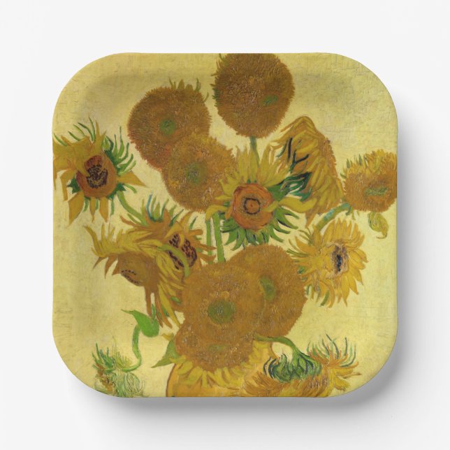 Assiettes En Carton Van Gogh - Vase avec 15 tournesols (Recto)