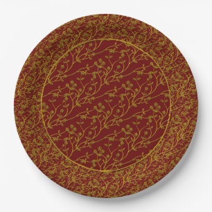 Assiettes En Carton Vaporisateur floral, PLAQUES DE FÊTE 6 PAPIERS ROU