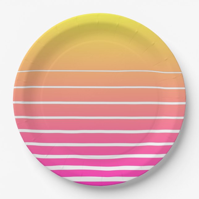 Assiettes En Carton Vaporwave Sun (Devant)