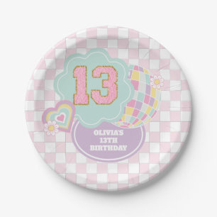 Assiettes En Carton Varsity preppy pastel patch 13e Anniversaire