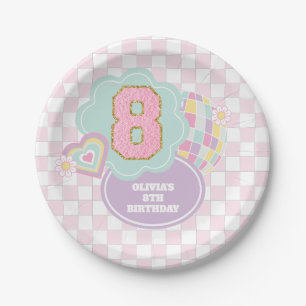 Assiettes En Carton Varsity preppy pastel patch 8ème Anniversaire