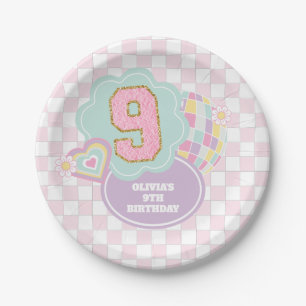 Assiettes En Carton Varsity preppy pastel patch 9e anniversaire
