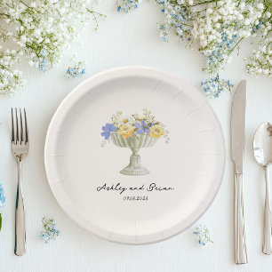 Assiettes En Carton Vase de jardin toscan romantique avec fleurs de ma