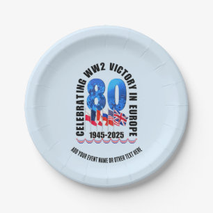 Assiettes En Carton VE DAY 80e anniversaire Victoire en Europe 2ÈME GU