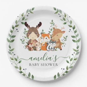 Assiettes En Carton Végétation boisée Animaux Baby shower 1er annivers